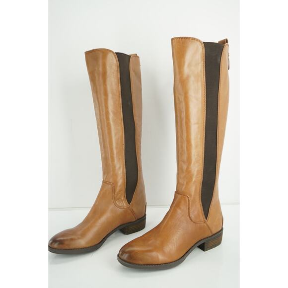 Sam Edelman Paradox whiskey brown Riding Boots stretch distressed - Picture 9 of 12